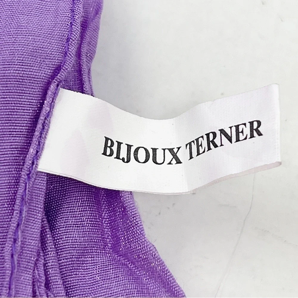 BIJOUX TERNER Women’s Purple Beaded Embellished Oversized Scarf Wrap 20” X 70”